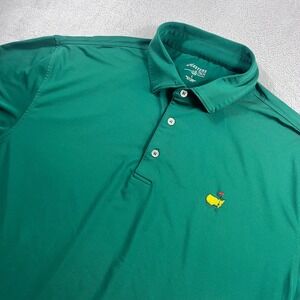 Masters Tech Golf Polo Shirt Mens Large Green Short Sleeve Tournament Logo L